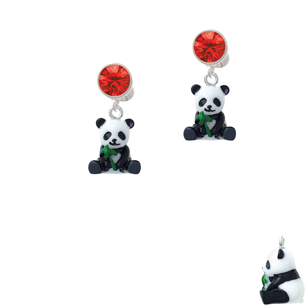 Resin Panda Bear Crystal Clip On Earrings Image 4