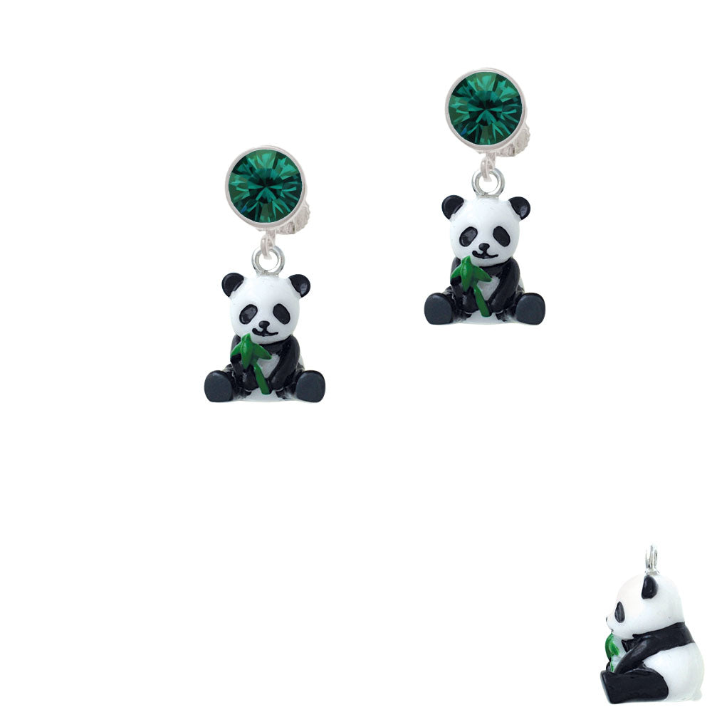 Resin Panda Bear Crystal Clip On Earrings Image 6