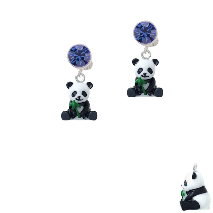 Resin Panda Bear Crystal Clip On Earrings Image 7