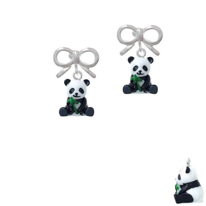 Resin Panda Bear Crystal Clip On Earrings Image 9