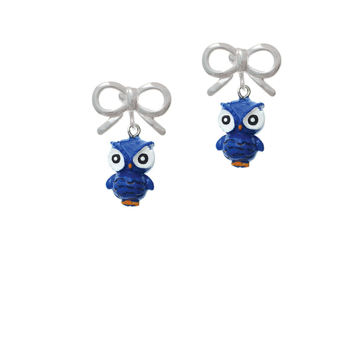 Resin Blue Snow Owl Crystal Clip On Earrings Image 9