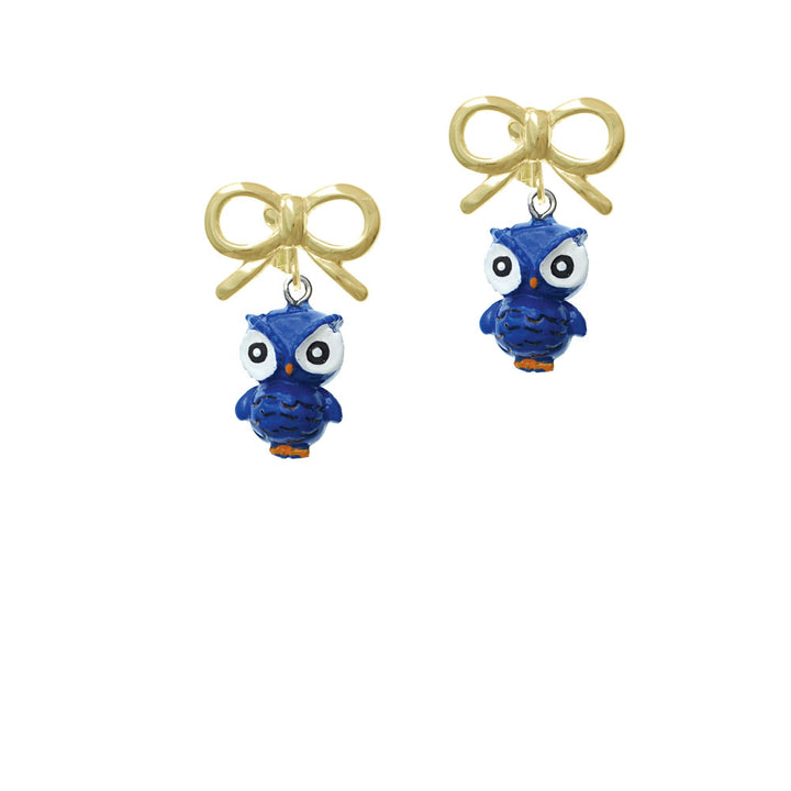 Resin Blue Snow Owl Crystal Clip On Earrings Image 10