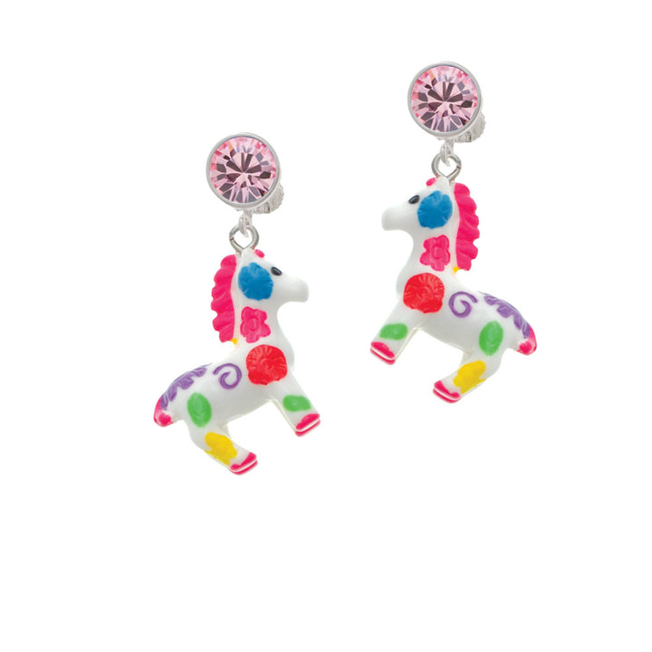 Resin Bright Paint Pony Crystal Clip On Earrings Image 4