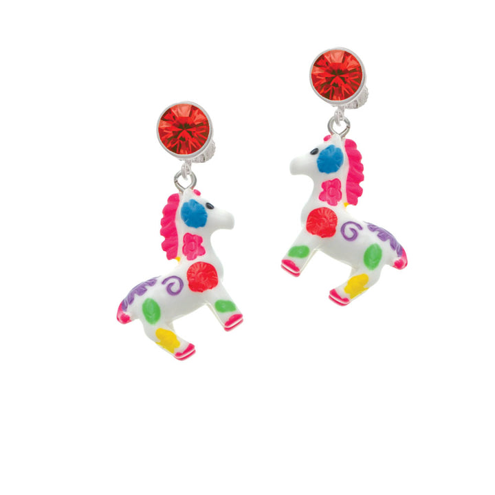 Resin Bright Paint Pony Crystal Clip On Earrings Image 4