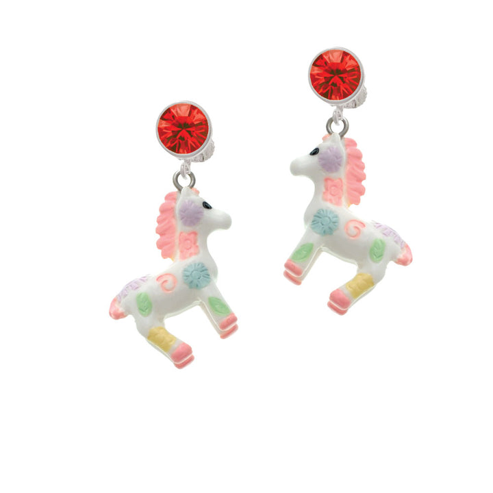 Resin Pastel Paint Pony Crystal Clip On Earrings Image 4