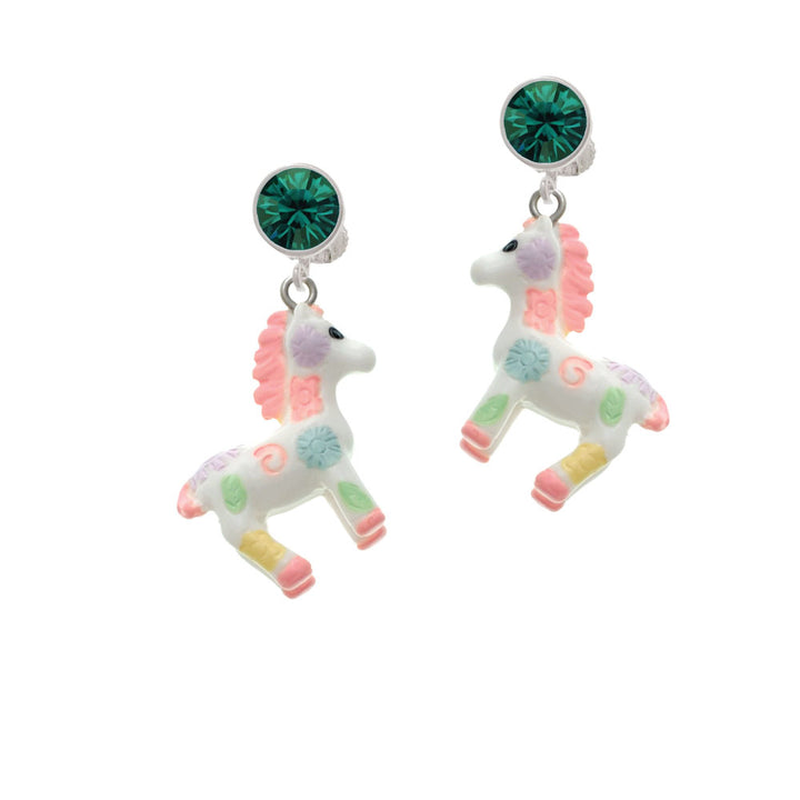 Resin Pastel Paint Pony Crystal Clip On Earrings Image 6