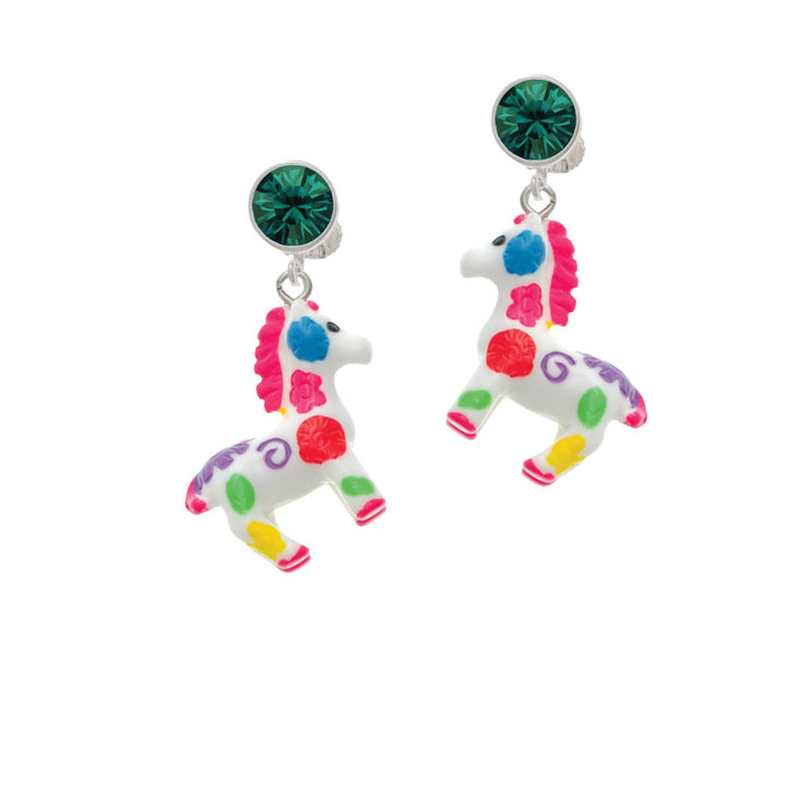 Resin Bright Paint Pony Crystal Clip On Earrings Image 6