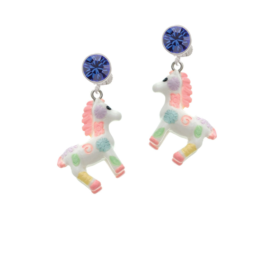 Resin Pastel Paint Pony Crystal Clip On Earrings Image 7