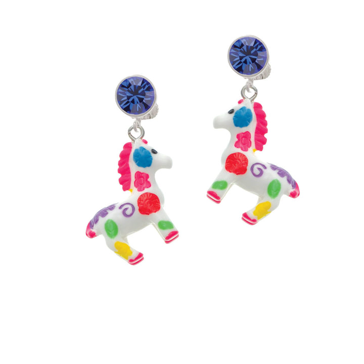 Resin Bright Paint Pony Crystal Clip On Earrings Image 7