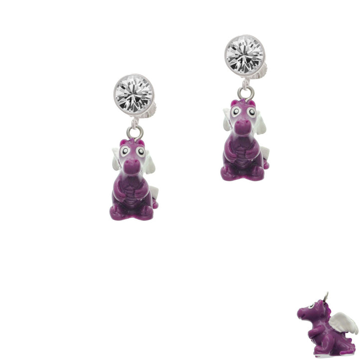 Resin Purple Dragon Darling Crystal Clip On Earrings Image 2