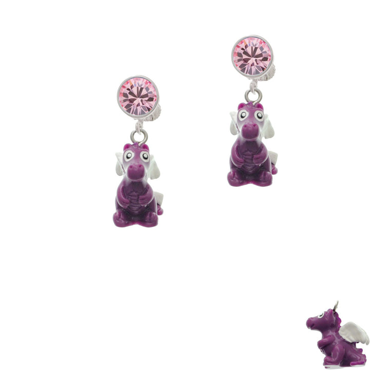 Resin Purple Dragon Darling Crystal Clip On Earrings Image 4