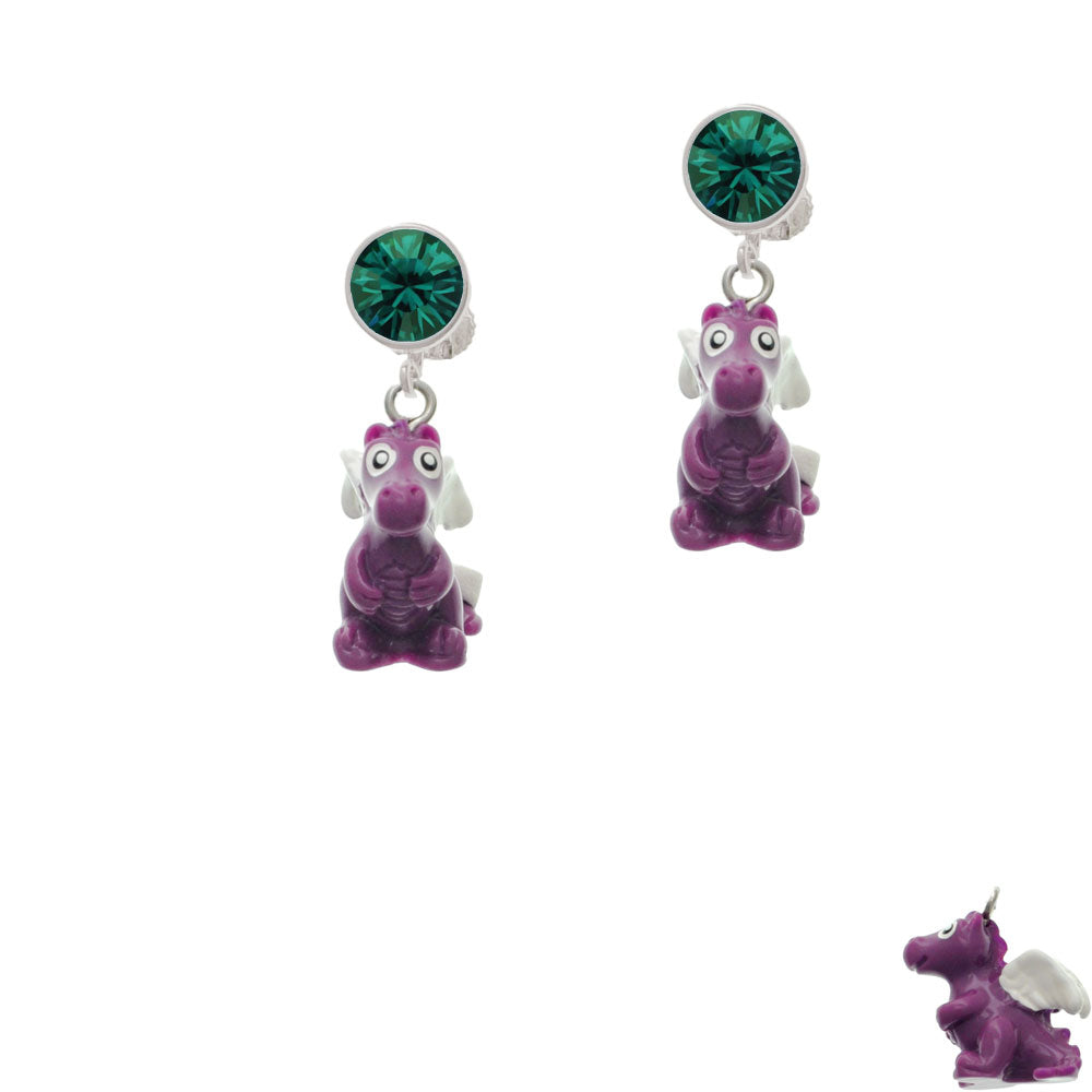 Resin Purple Dragon Darling Crystal Clip On Earrings Image 6