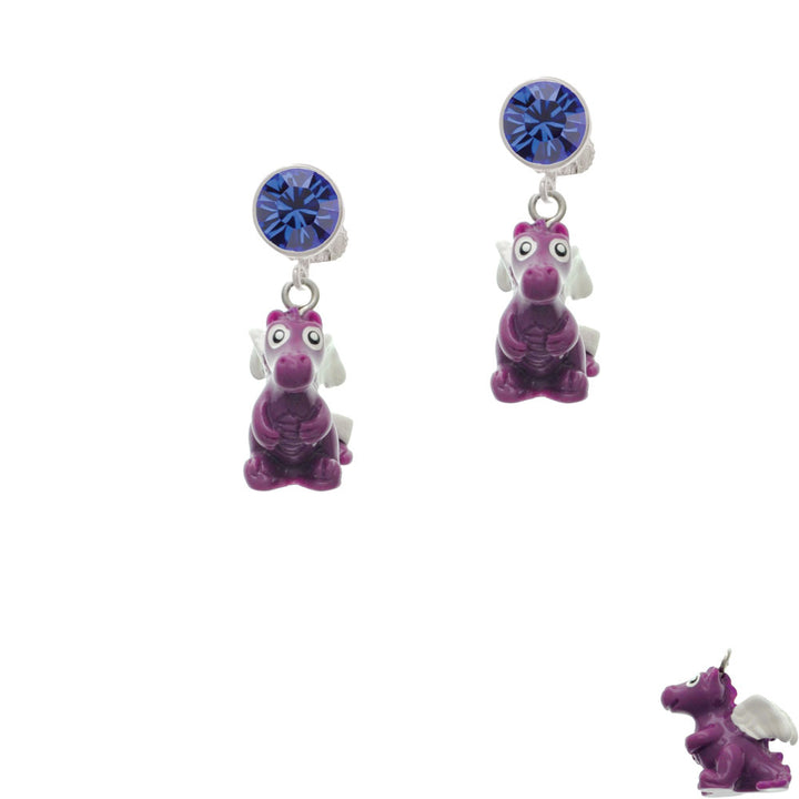 Resin Purple Dragon Darling Crystal Clip On Earrings Image 7