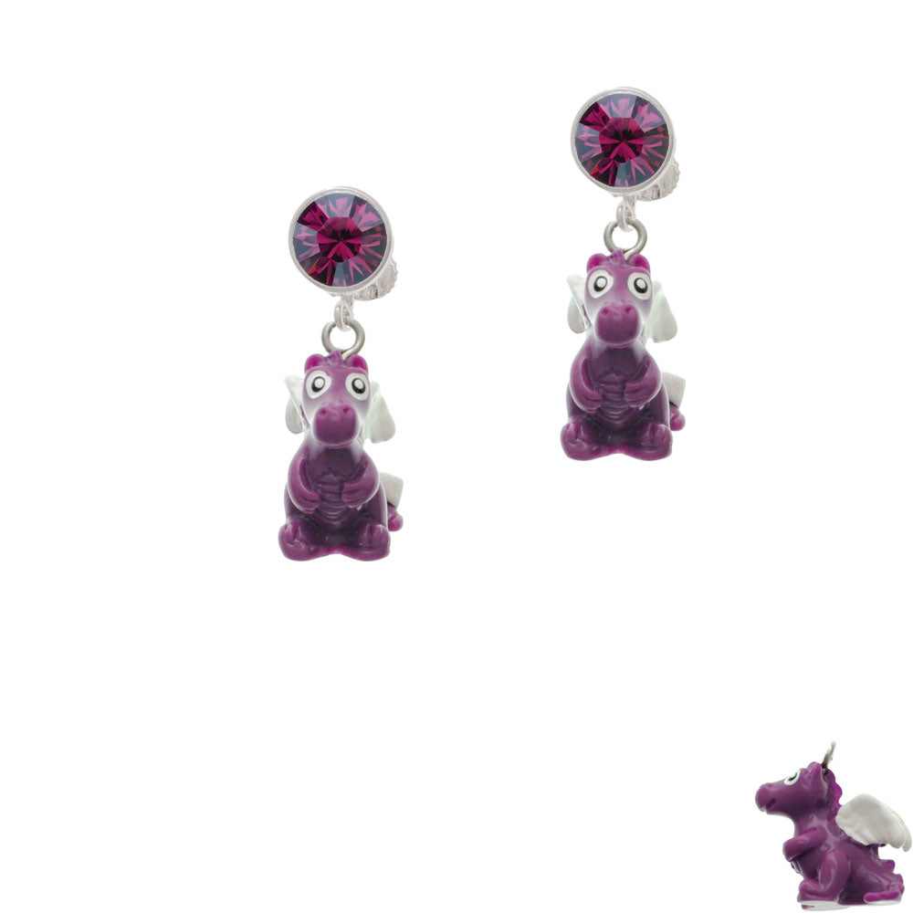 Resin Purple Dragon Darling Crystal Clip On Earrings Image 8