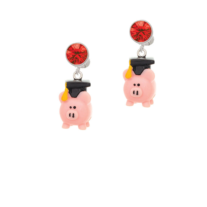 Resin Pink Pig Graduate Crystal Clip On Earrings Image 4