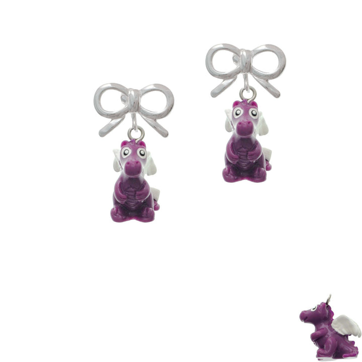 Resin Purple Dragon Darling Crystal Clip On Earrings Image 9