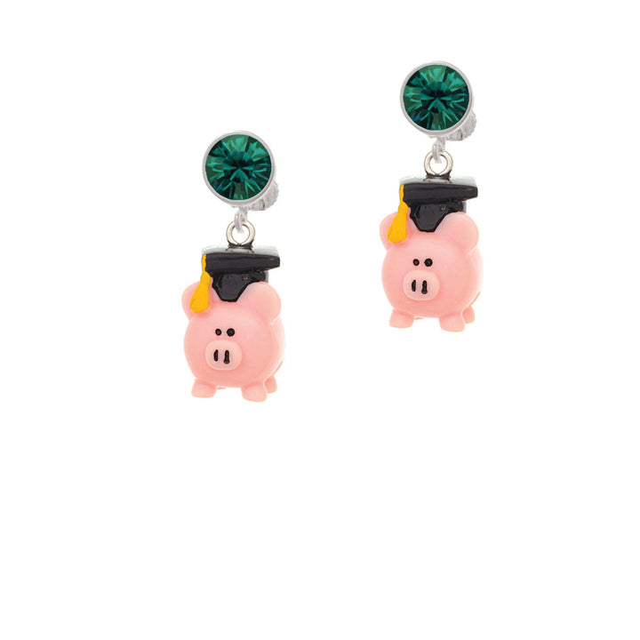 Resin Pink Pig Graduate Crystal Clip On Earrings Image 6