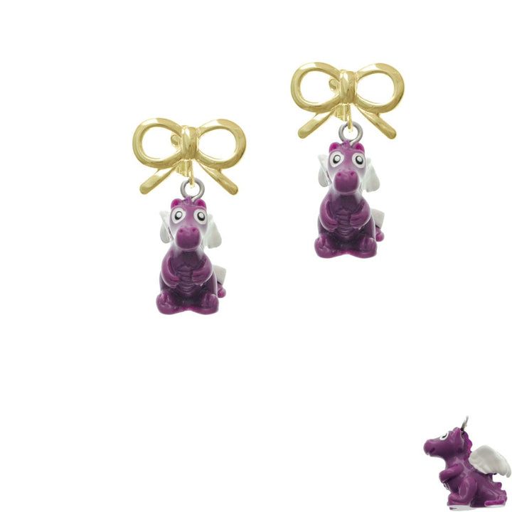 Resin Purple Dragon Darling Crystal Clip On Earrings Image 10