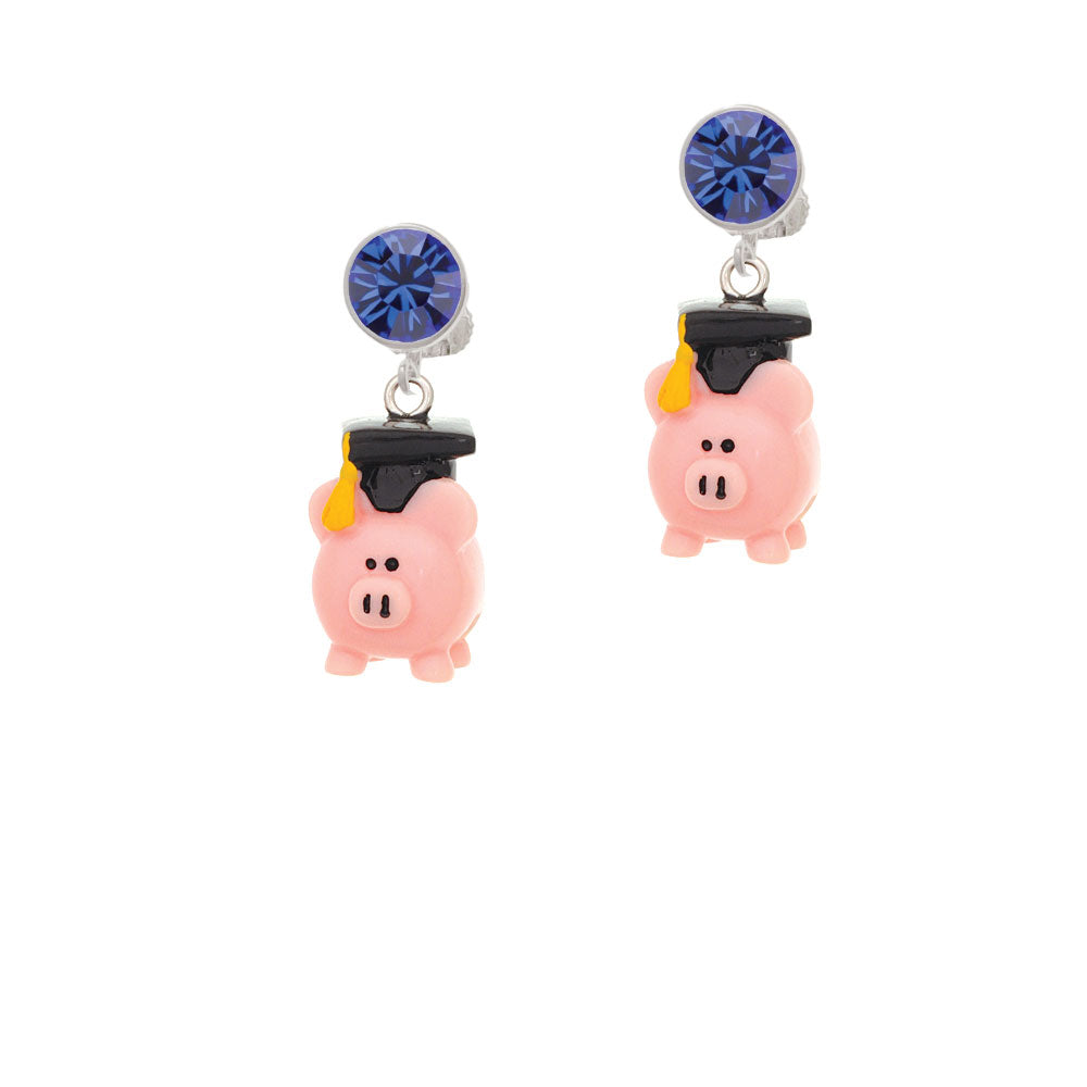 Resin Pink Pig Graduate Crystal Clip On Earrings Image 7