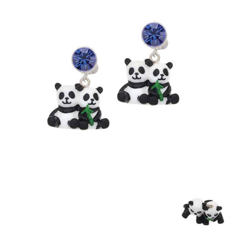 Resin Panda Bear Best Friends Crystal Clip On Earrings Image 7