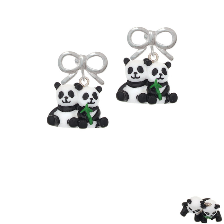 Resin Panda Bear Best Friends Crystal Clip On Earrings Image 9