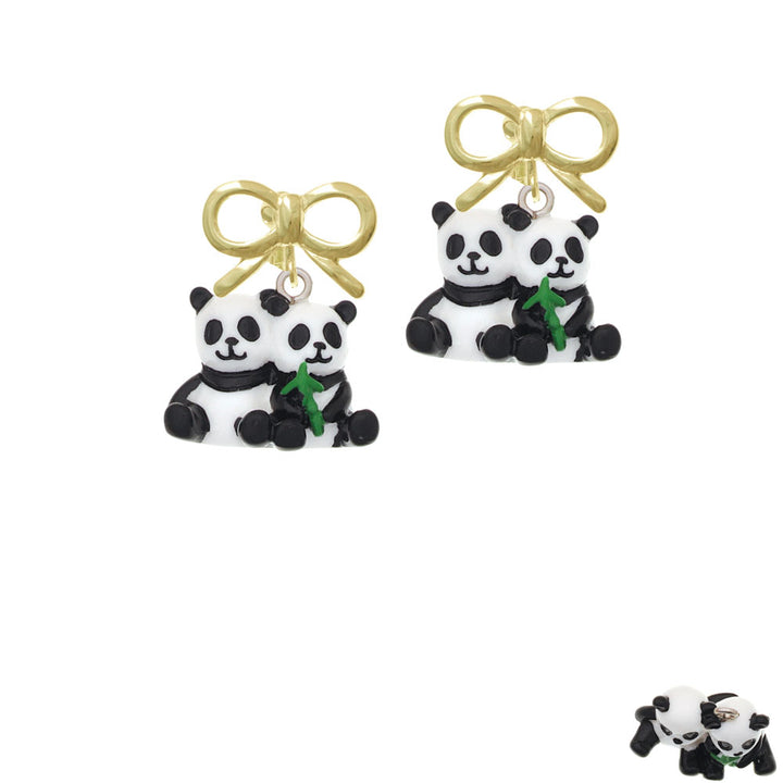 Resin Panda Bear Best Friends Crystal Clip On Earrings Image 10