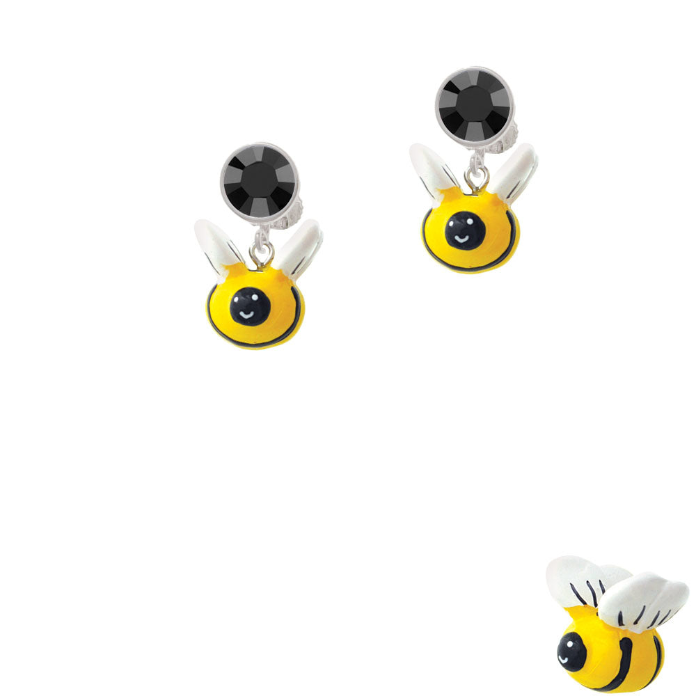 Resin Bumble Bee Crystal Clip On Earrings Image 3