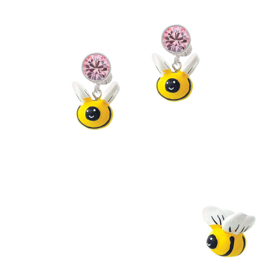 Resin Bumble Bee Crystal Clip On Earrings Image 4