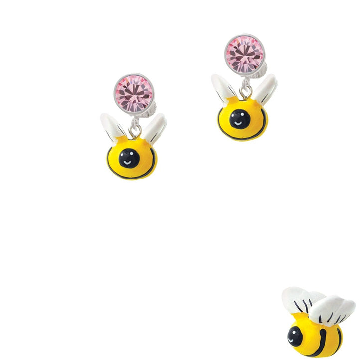 Resin Bumble Bee Crystal Clip On Earrings Image 1