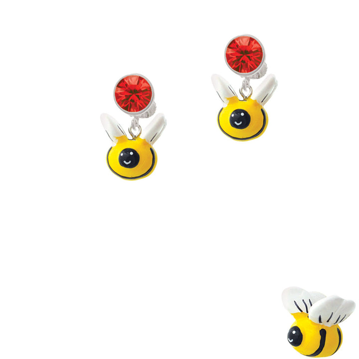 Resin Bumble Bee Crystal Clip On Earrings Image 4