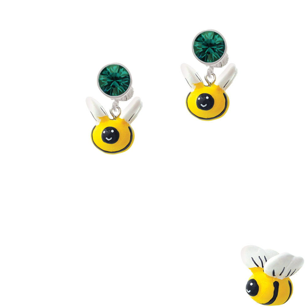 Resin Bumble Bee Crystal Clip On Earrings Image 6