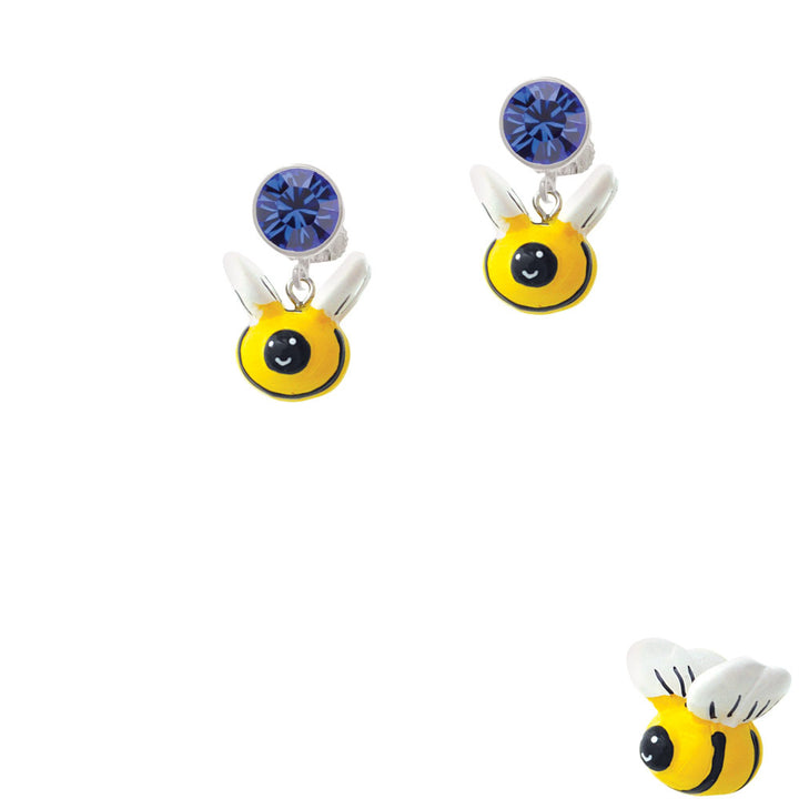 Resin Bumble Bee Crystal Clip On Earrings Image 7