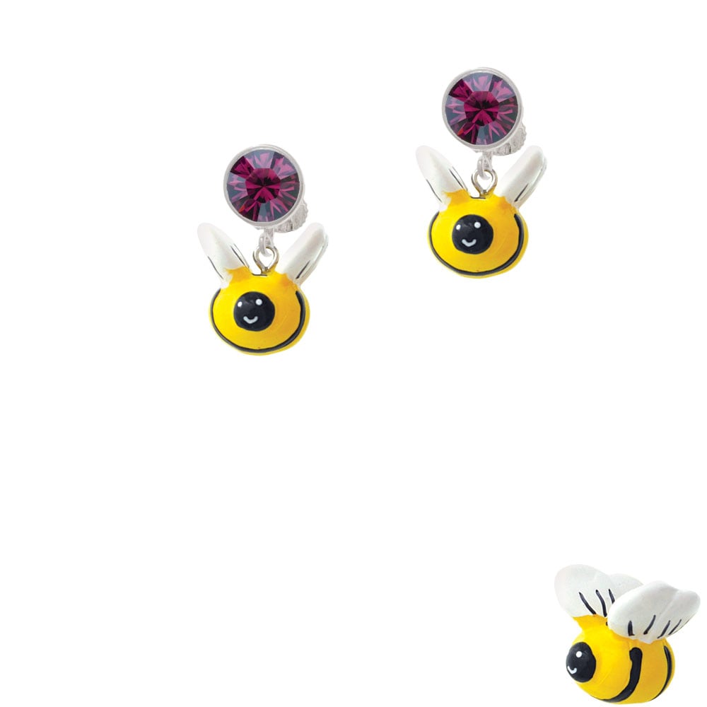 Resin Bumble Bee Crystal Clip On Earrings Image 8