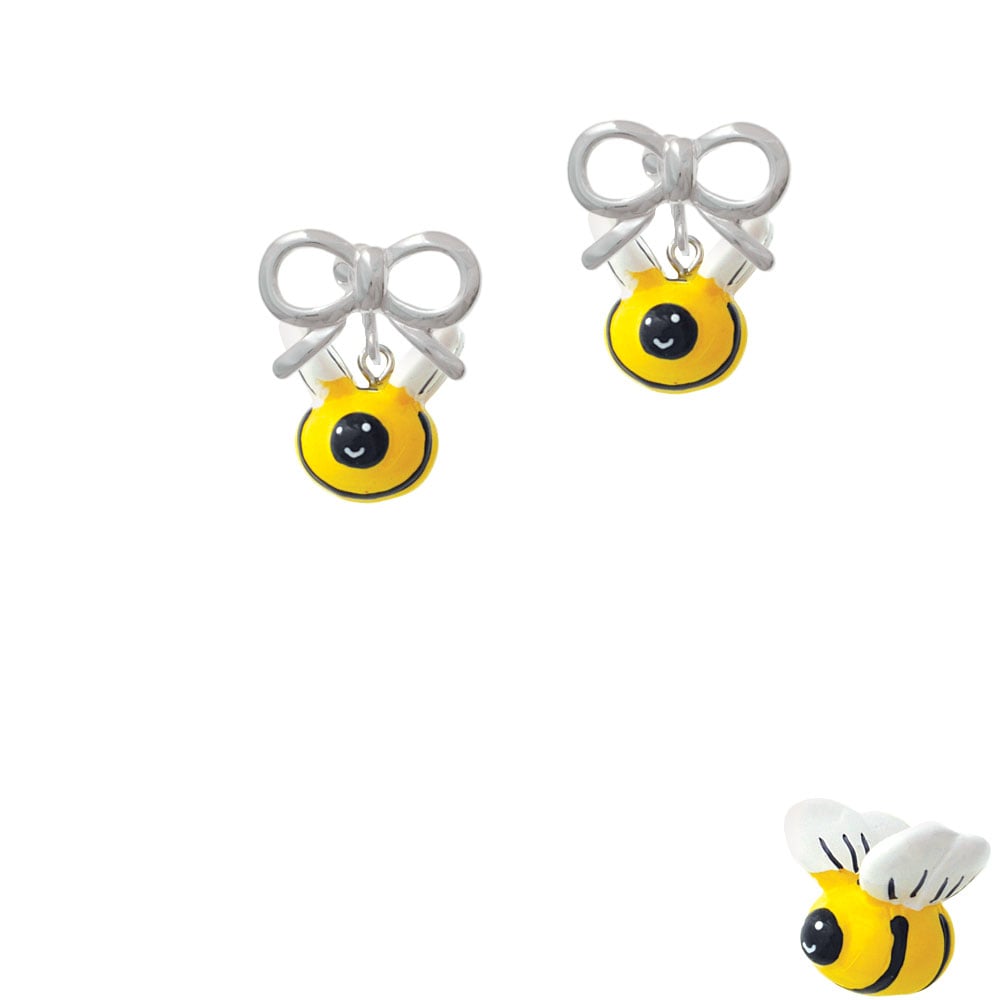 Resin Bumble Bee Crystal Clip On Earrings Image 9