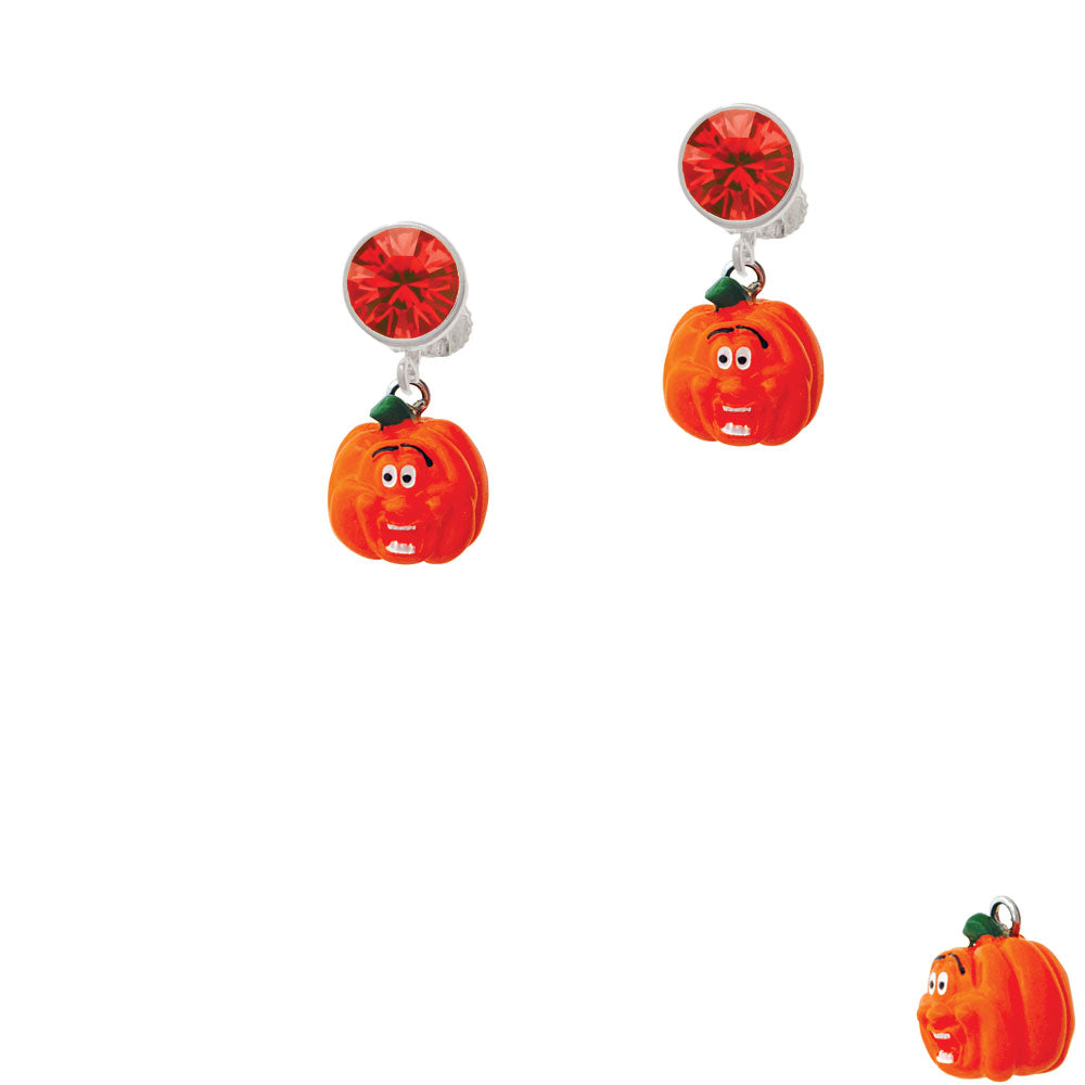 Resin Funny Ahh! Pumpkin Crystal Clip On Earrings Image 4