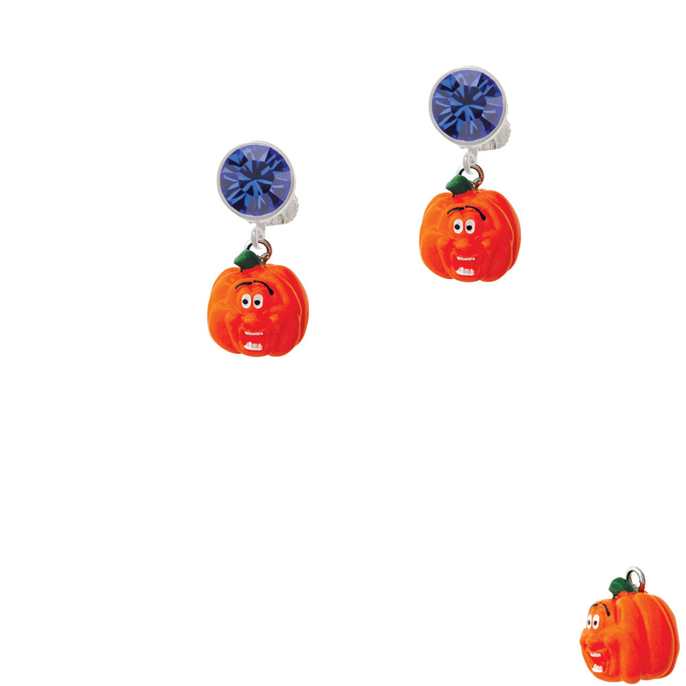 Resin Funny Ahh! Pumpkin Crystal Clip On Earrings Image 7