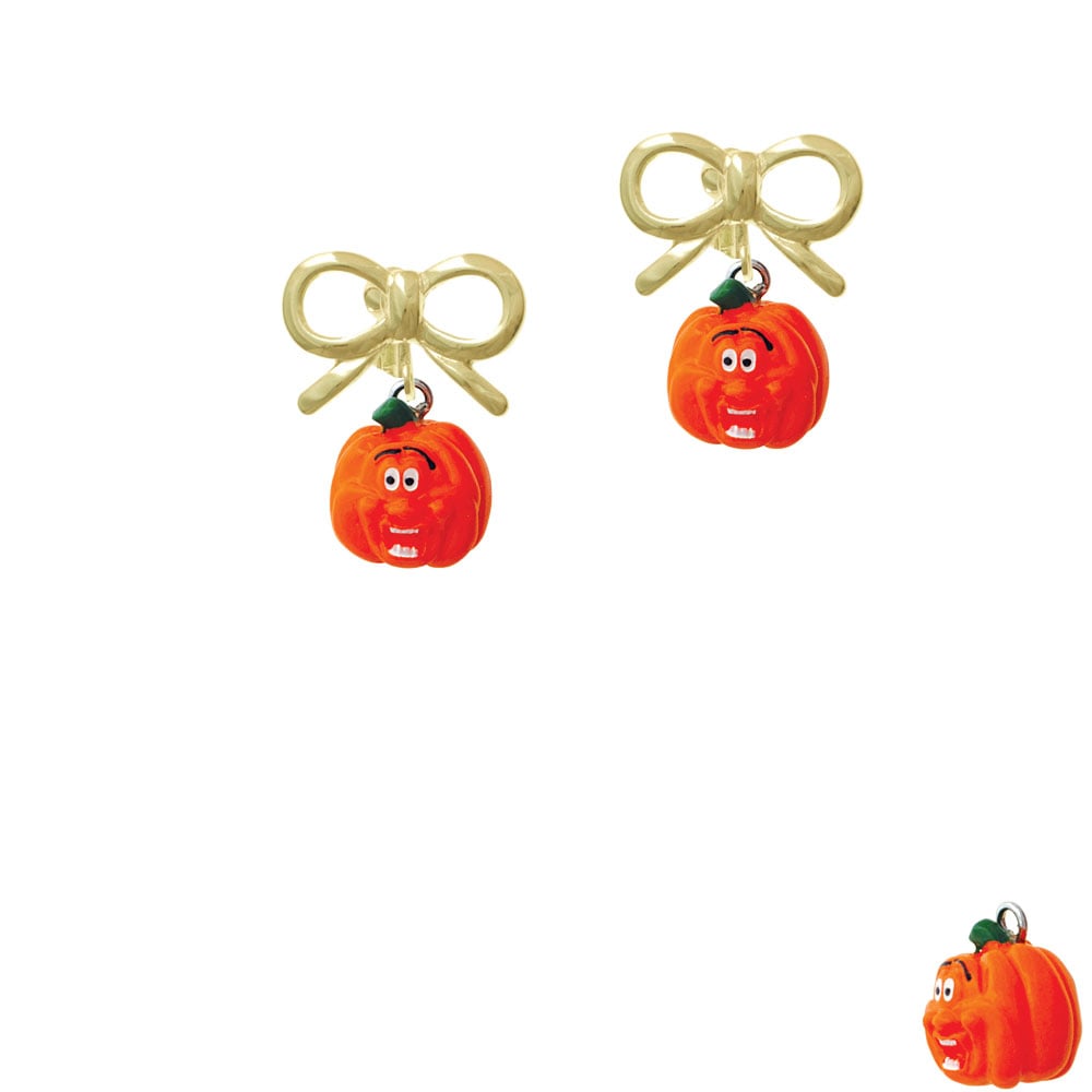 Resin Funny Ahh! Pumpkin Crystal Clip On Earrings Image 10