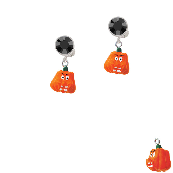 Resin Funny Boo! Pumpkin Crystal Clip On Earrings Image 3