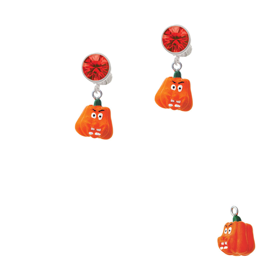 Resin Funny Boo! Pumpkin Crystal Clip On Earrings Image 4