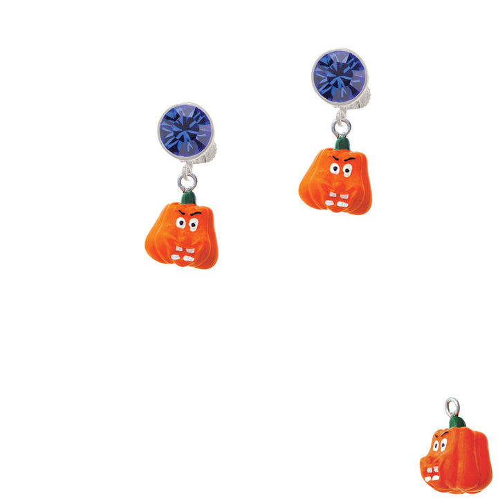 Resin Funny Boo! Pumpkin Crystal Clip On Earrings Image 7