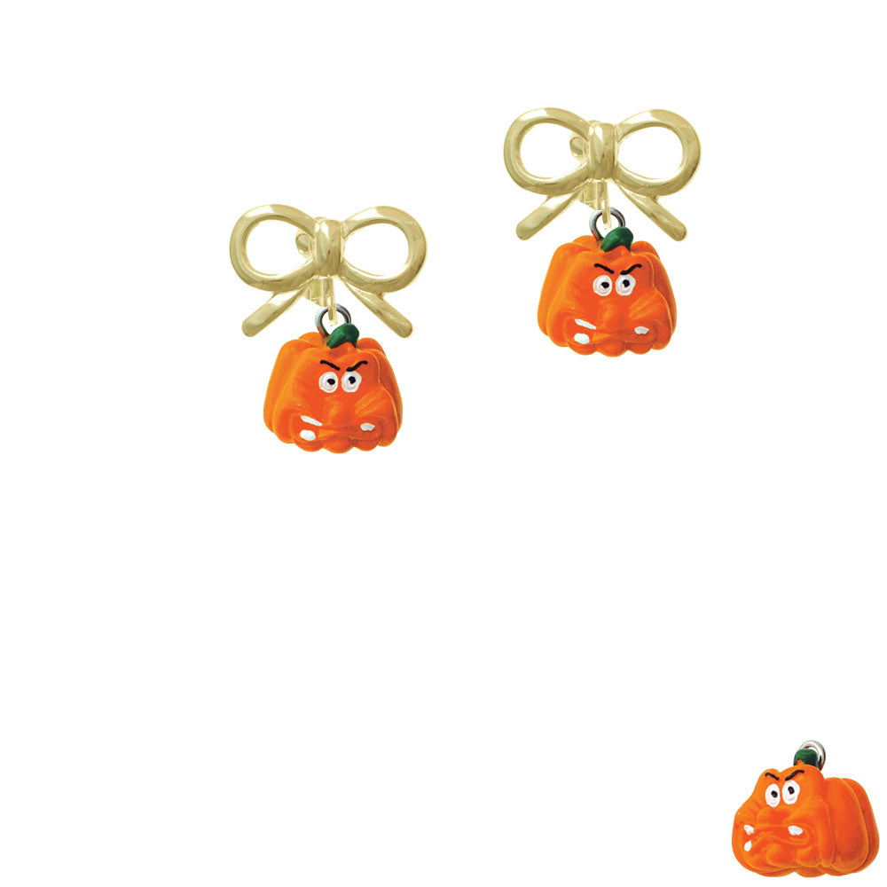 Resin Funny Grr! Pumpkin Crystal Clip On Earrings Image 10