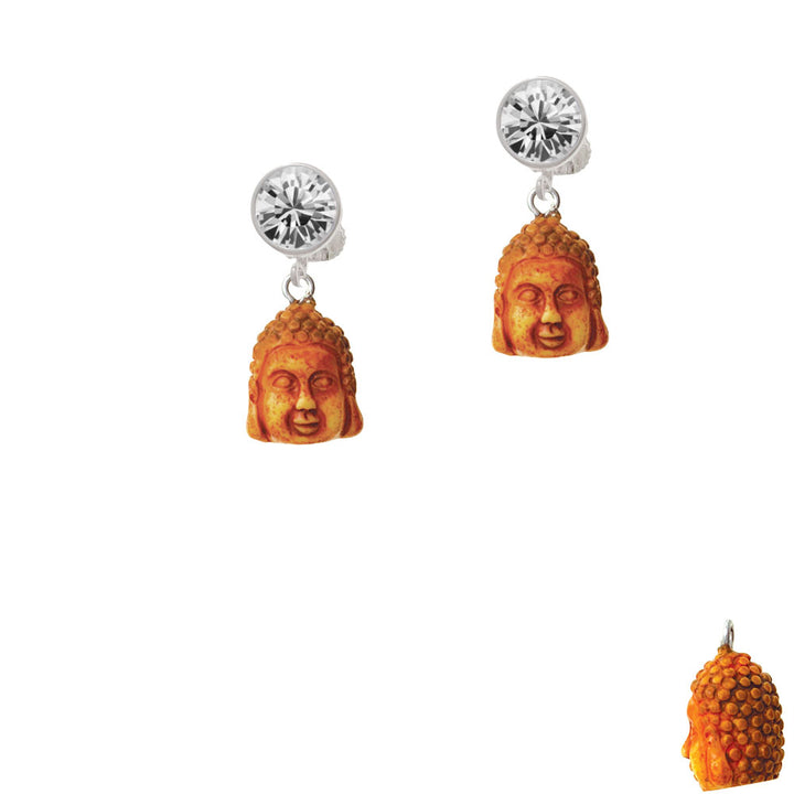 Resin Buddha Head Crystal Clip On Earrings Image 2