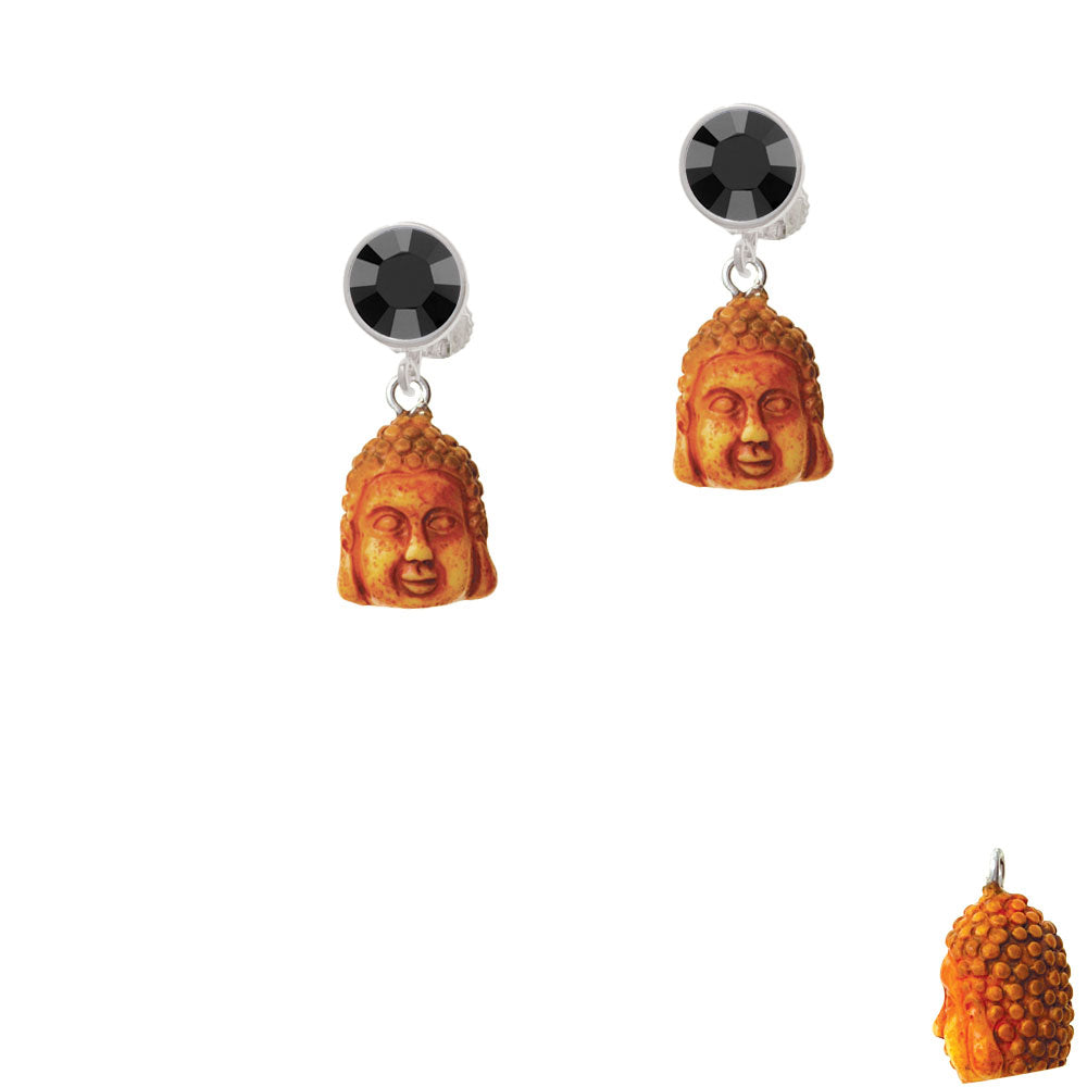 Resin Buddha Head Crystal Clip On Earrings Image 3