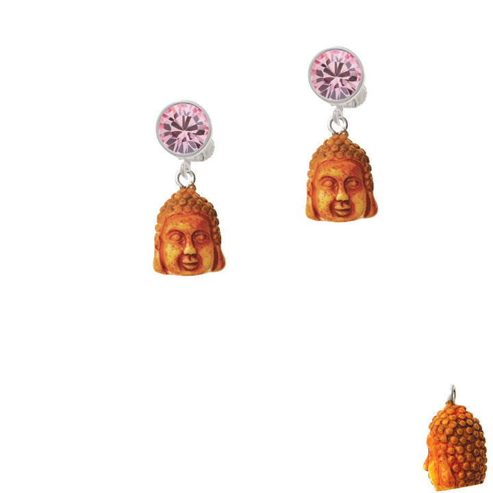 Resin Buddha Head Crystal Clip On Earrings Image 4