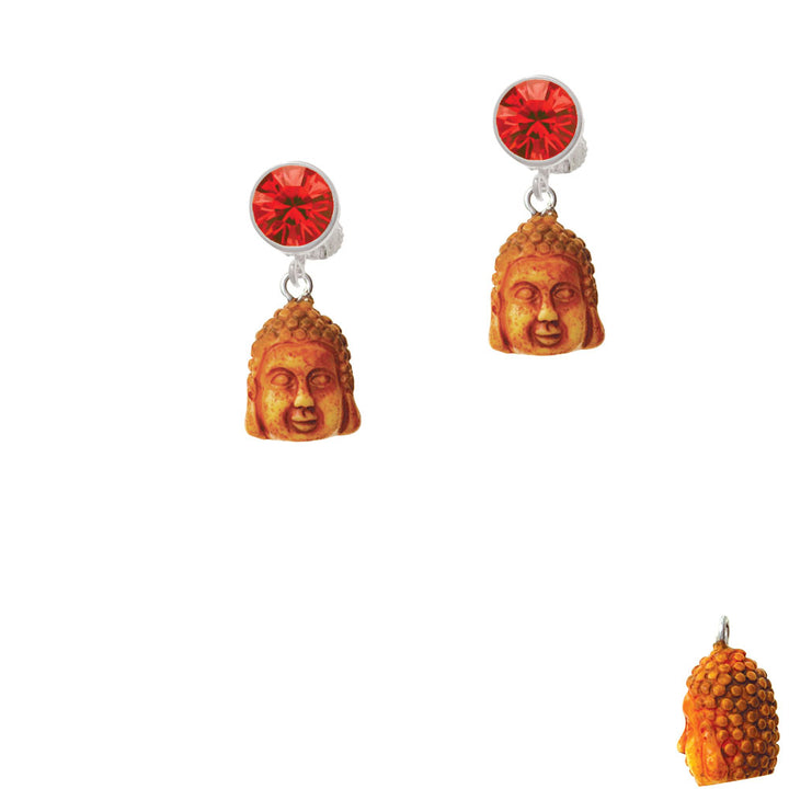 Resin Buddha Head Crystal Clip On Earrings Image 4