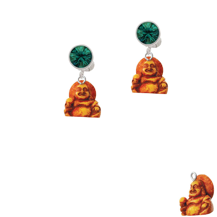 Resin Laughing Buddha Crystal Clip On Earrings Image 6