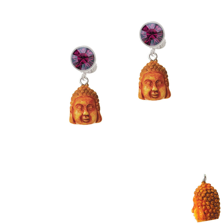 Resin Buddha Head Crystal Clip On Earrings Image 8