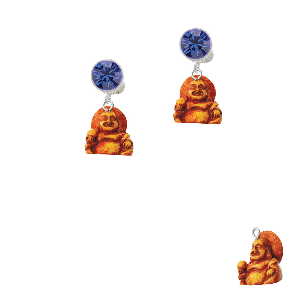 Resin Laughing Buddha Crystal Clip On Earrings Image 7