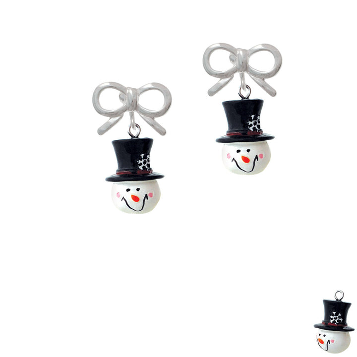 Resin Snowman Head with Top Hat Crystal Clip On Earrings Image 9