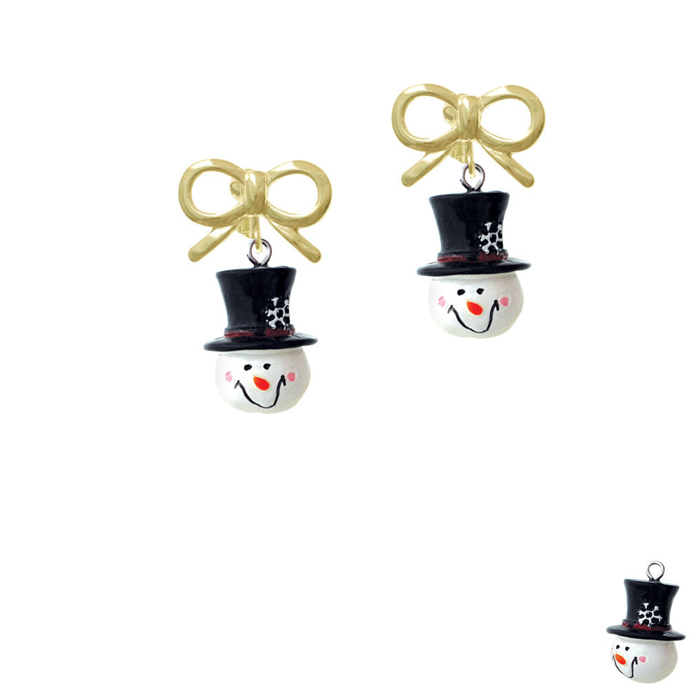 Resin Snowman Head with Top Hat Crystal Clip On Earrings Image 10